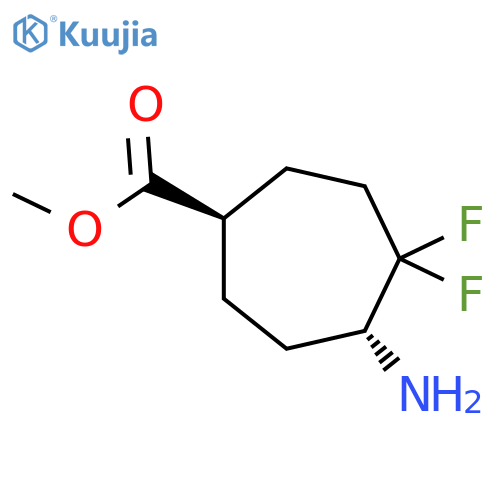 rac-methyl (1R,5R)-5-amino-4,4-difluorocycloheptane-1-carboxylate structure