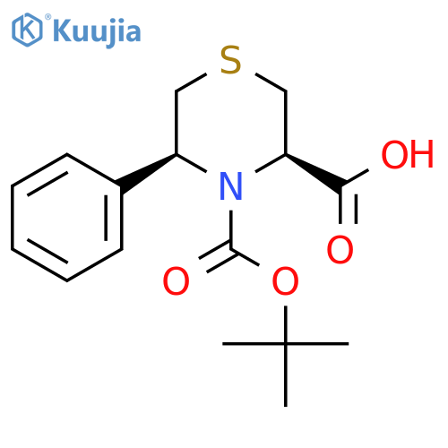 rac-(3R,5S)-4-(tert-butoxy)carbonyl-5-phenylthiomorpholine-3-carboxylic acid structure