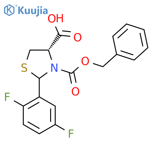 (4S)-3-(benzyloxy)carbonyl-2-(2,5-difluorophenyl)-1,3-thiazolidine-4-carboxylic acid structure