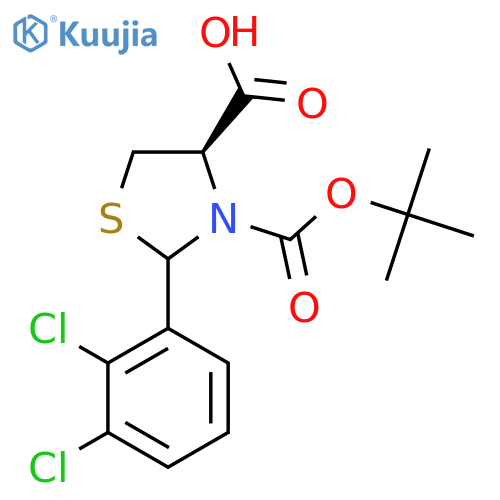(4R)-3-(tert-butoxy)carbonyl-2-(2,3-dichlorophenyl)-1,3-thiazolidine-4-carboxylic acid structure
