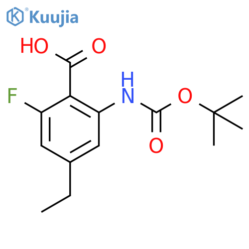 2-{(tert-butoxy)carbonylamino}-4-ethyl-6-fluorobenzoic acid structure