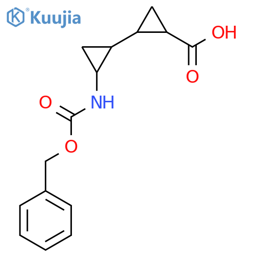2-(2-{(benzyloxy)carbonylamino}cyclopropyl)cyclopropane-1-carboxylic acid structure