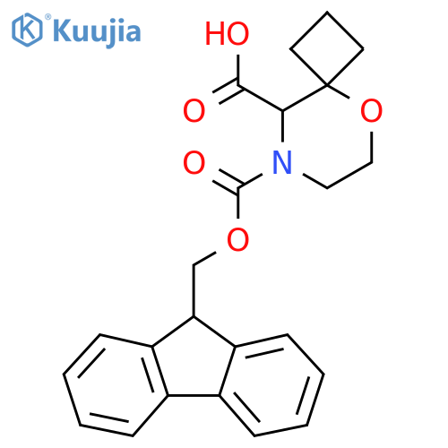 8-{(9H-fluoren-9-yl)methoxycarbonyl}-5-oxa-8-azaspiro3.5nonane-9-carboxylic acid structure