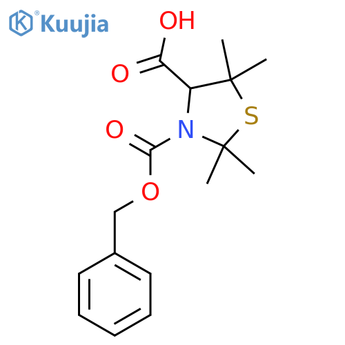3-(benzyloxy)carbonyl-2,2,5,5-tetramethyl-1,3-thiazolidine-4-carboxylic acid structure