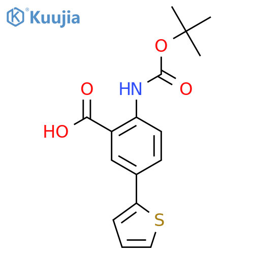 2-{(tert-butoxy)carbonylamino}-5-(thiophen-2-yl)benzoic acid structure