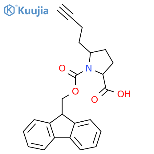 5-(but-3-yn-1-yl)-1-{(9H-fluoren-9-yl)methoxycarbonyl}pyrrolidine-2-carboxylic acid structure