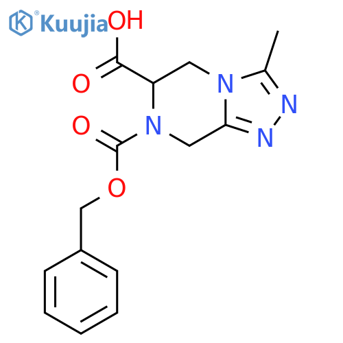7-(benzyloxy)carbonyl-3-methyl-5H,6H,7H,8H-1,2,4triazolo4,3-apyrazine-6-carboxylic acid structure