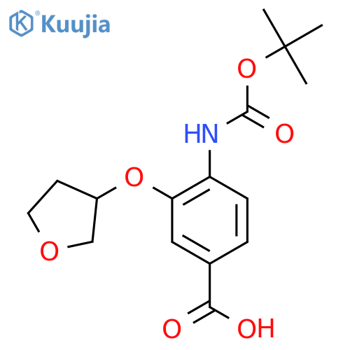 4-{(tert-butoxy)carbonylamino}-3-(oxolan-3-yloxy)benzoic acid structure