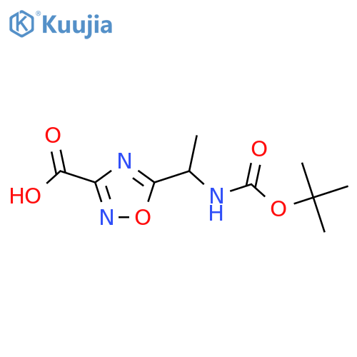 5-(1-{(tert-butoxy)carbonylamino}ethyl)-1,2,4-oxadiazole-3-carboxylic acid structure