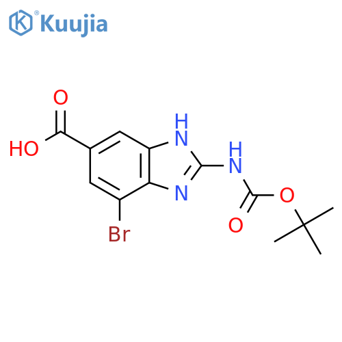 4-bromo-2-{(tert-butoxy)carbonylamino}-1H-1,3-benzodiazole-6-carboxylic acid structure