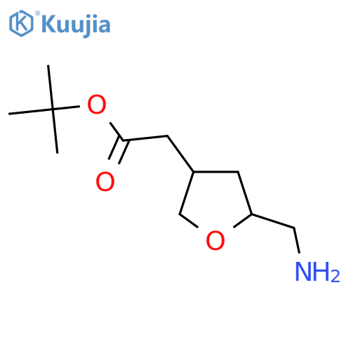 tert-butyl 2-5-(aminomethyl)oxolan-3-ylacetate structure