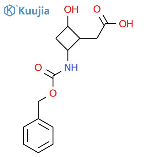2-(2-{(benzyloxy)carbonylamino}-4-hydroxycyclobutyl)acetic acid structure