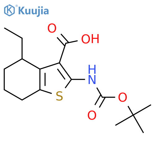 2-{(tert-butoxy)carbonylamino}-4-ethyl-4,5,6,7-tetrahydro-1-benzothiophene-3-carboxylic acid structure