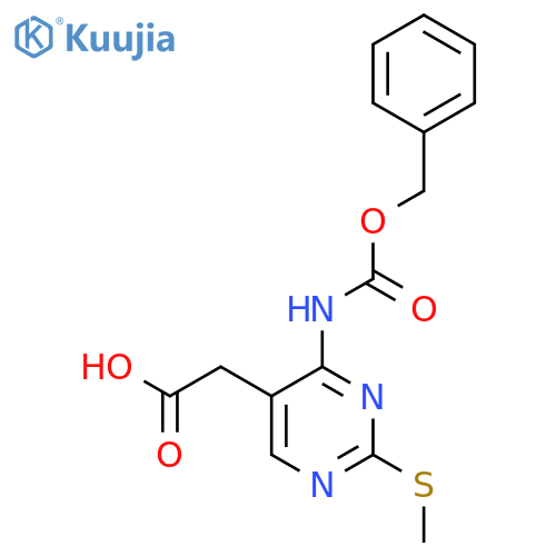2-(4-{(benzyloxy)carbonylamino}-2-(methylsulfanyl)pyrimidin-5-yl)acetic acid structure