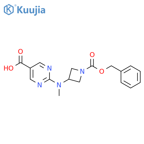 2-({1-(benzyloxy)carbonylazetidin-3-yl}(methyl)amino)pyrimidine-5-carboxylic acid structure