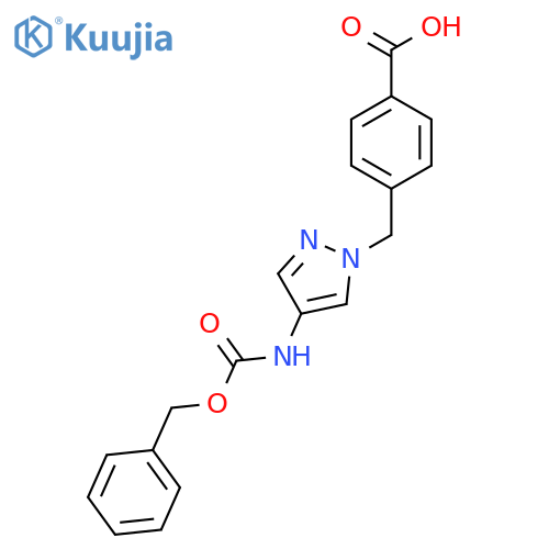 4-(4-{(benzyloxy)carbonylamino}-1H-pyrazol-1-yl)methylbenzoic acid structure