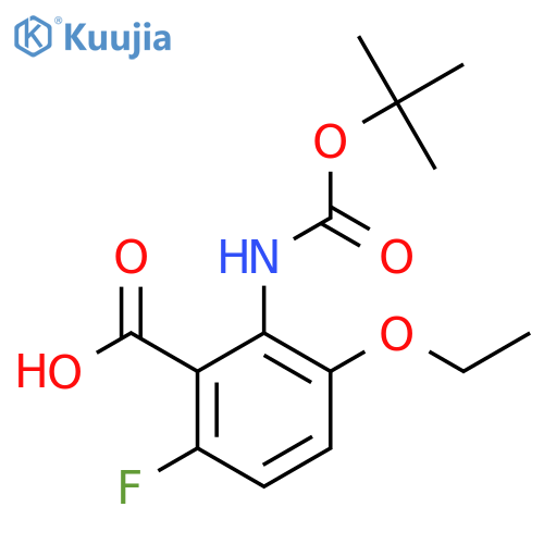 2-{(tert-butoxy)carbonylamino}-3-ethoxy-6-fluorobenzoic acid structure
