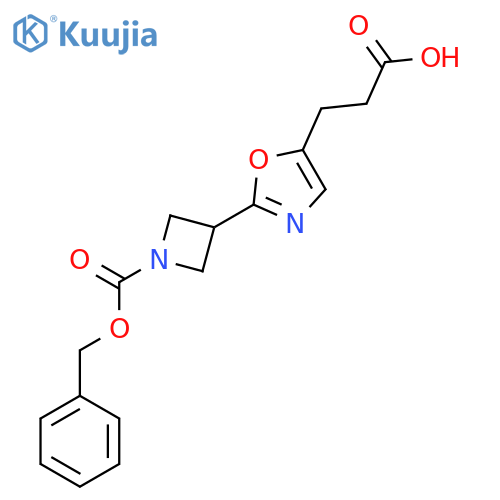 3-(2-{1-(benzyloxy)carbonylazetidin-3-yl}-1,3-oxazol-5-yl)propanoic acid structure