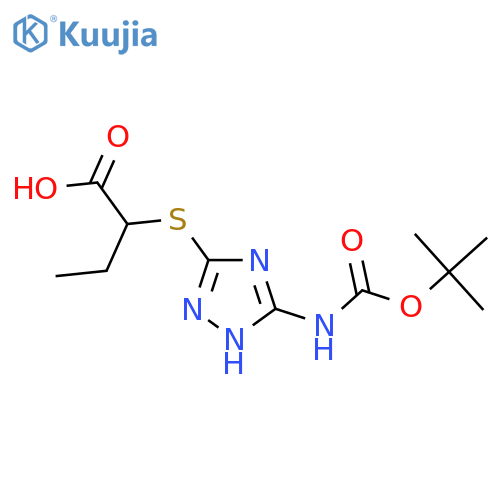 2-[(3-{[(tert-butoxy)carbonyl]amino}-1H-1,2,4-triazol-5-yl)sulfanyl]butanoic acid structure