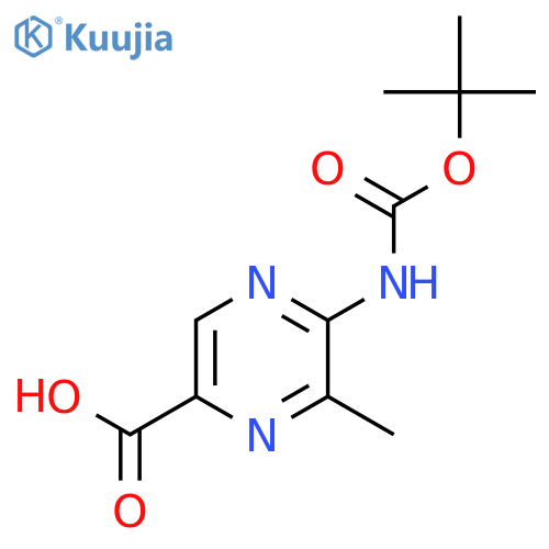 5-{(tert-butoxy)carbonylamino}-6-methylpyrazine-2-carboxylic acid structure