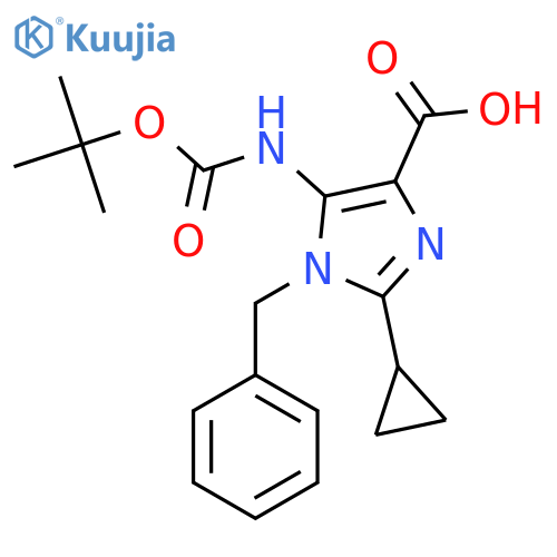 1-benzyl-5-{(tert-butoxy)carbonylamino}-2-cyclopropyl-1H-imidazole-4-carboxylic acid structure