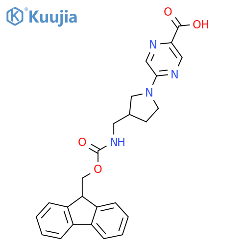 5-{3-({(9H-fluoren-9-yl)methoxycarbonyl}amino)methylpyrrolidin-1-yl}pyrazine-2-carboxylic acid structure