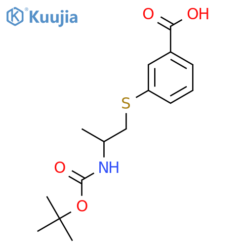3-(2-{(tert-butoxy)carbonylamino}propyl)sulfanylbenzoic acid structure