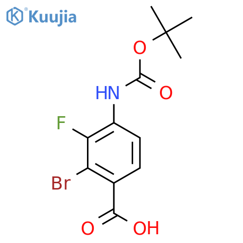 2-bromo-4-{(tert-butoxy)carbonylamino}-3-fluorobenzoic acid structure