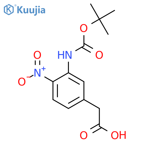 2-(3-{(tert-butoxy)carbonylamino}-4-nitrophenyl)acetic acid structure