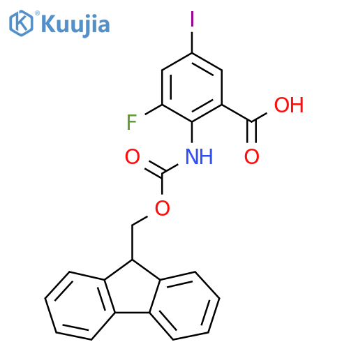 2-({(9H-fluoren-9-yl)methoxycarbonyl}amino)-3-fluoro-5-iodobenzoic acid structure