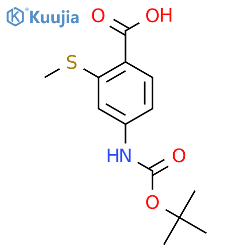 4-{(tert-butoxy)carbonylamino}-2-(methylsulfanyl)benzoic acid structure