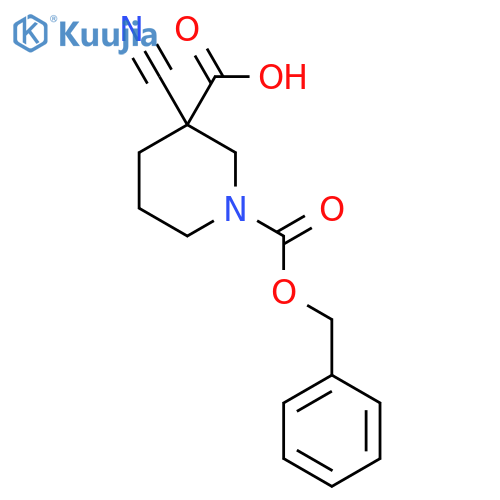 1-(benzyloxy)carbonyl-3-cyanopiperidine-3-carboxylic acid structure