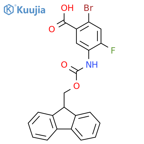 2-bromo-5-({(9H-fluoren-9-yl)methoxycarbonyl}amino)-4-fluorobenzoic acid structure