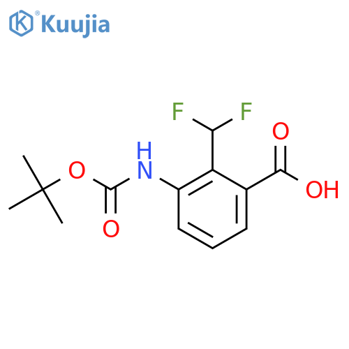 3-{(tert-butoxy)carbonylamino}-2-(difluoromethyl)benzoic acid structure