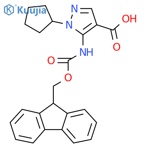1-cyclopentyl-5-({(9H-fluoren-9-yl)methoxycarbonyl}amino)-1H-pyrazole-4-carboxylic acid structure