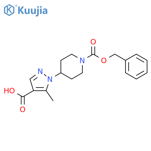 1-{1-(benzyloxy)carbonylpiperidin-4-yl}-5-methyl-1H-pyrazole-4-carboxylic acid structure