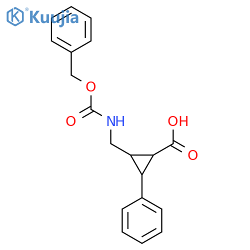 2-({[(Benzyloxy)carbonyl]amino}methyl)-3-phenylcyclopropane-1-carboxylic acid structure