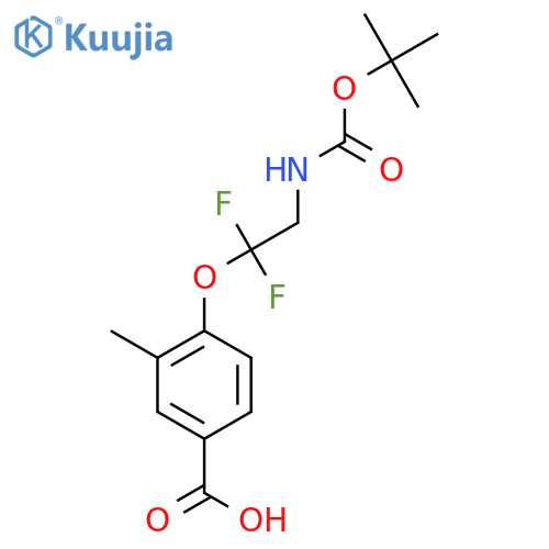 4-(2-{(tert-butoxy)carbonylamino}-1,1-difluoroethoxy)-3-methylbenzoic acid structure