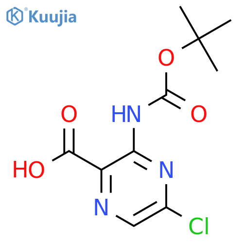3-{(tert-butoxy)carbonylamino}-5-chloropyrazine-2-carboxylic acid structure