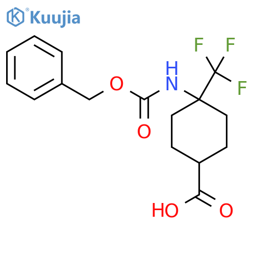 4-{(benzyloxy)carbonylamino}-4-(trifluoromethyl)cyclohexane-1-carboxylic acid structure