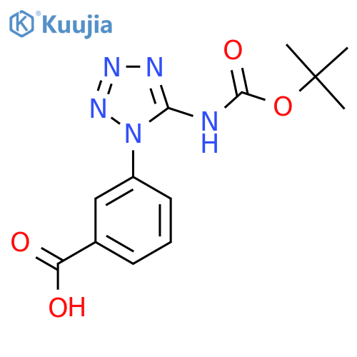 3-(5-{(tert-butoxy)carbonylamino}-1H-1,2,3,4-tetrazol-1-yl)benzoic acid structure