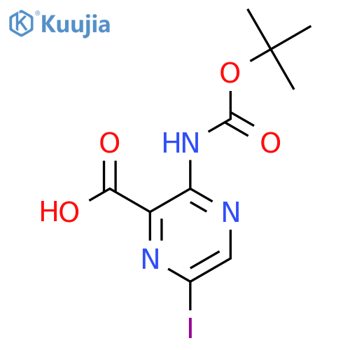 3-{[(Tert-butoxy)carbonyl]amino}-6-iodopyrazine-2-carboxylic acid structure