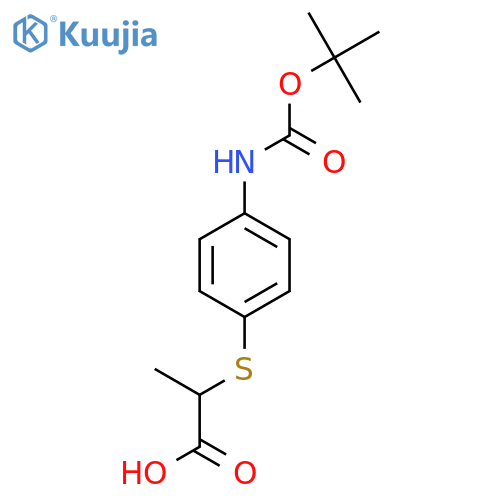 2-(4-{(tert-butoxy)carbonylamino}phenyl)sulfanylpropanoic acid structure