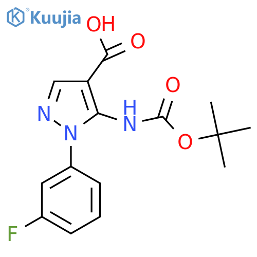 5-{(tert-butoxy)carbonylamino}-1-(3-fluorophenyl)-1H-pyrazole-4-carboxylic acid structure