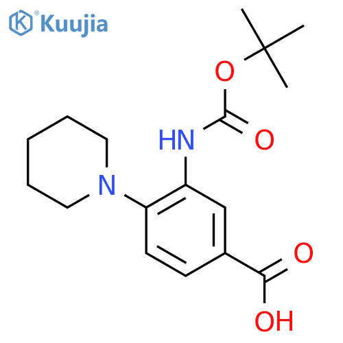 3-{(tert-butoxy)carbonylamino}-4-(piperidin-1-yl)benzoic acid structure