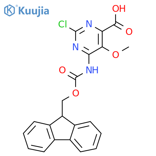 2-chloro-6-({(9H-fluoren-9-yl)methoxycarbonyl}amino)-5-methoxypyrimidine-4-carboxylic acid structure