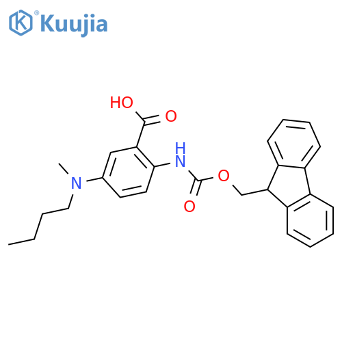 5-butyl(methyl)amino-2-({(9H-fluoren-9-yl)methoxycarbonyl}amino)benzoic acid structure