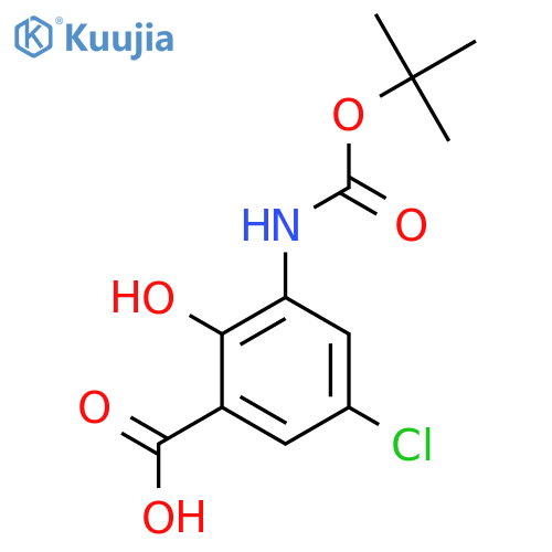 3-{(tert-butoxy)carbonylamino}-5-chloro-2-hydroxybenzoic acid structure