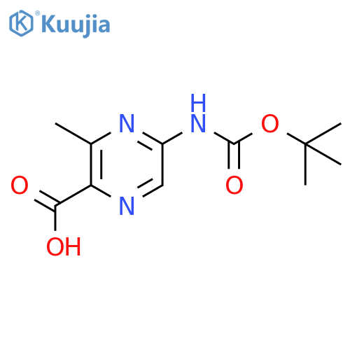 5-{(tert-butoxy)carbonylamino}-3-methylpyrazine-2-carboxylic acid structure