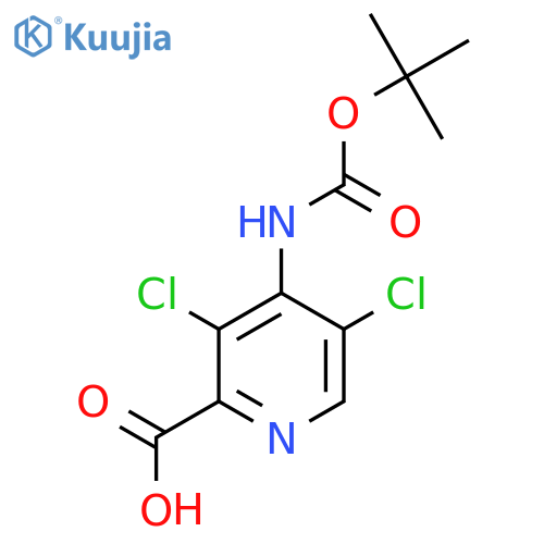 4-{(tert-butoxy)carbonylamino}-3,5-dichloropyridine-2-carboxylic acid structure